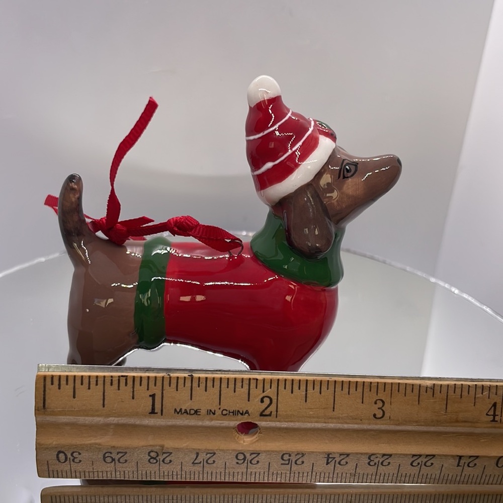 🎄Blue Sky handcrafted handpainted Dachshund and Ornament set. - Picture 5 of 9